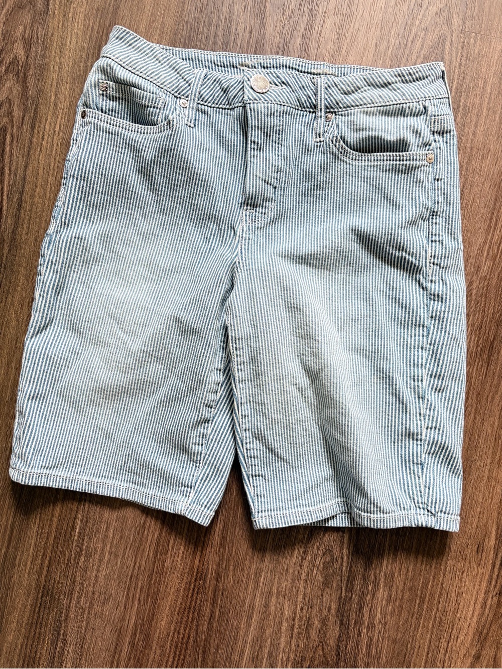 Seven7  Blue and White Striped  Jean Shorts